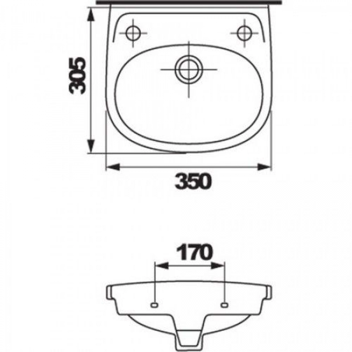 Раковина Cersanit Eko 2000 35 см з отвором права (020235) - фото 2 Раковина Cersanit Eko 2000 35 см з отвором права (020235) - фото 2