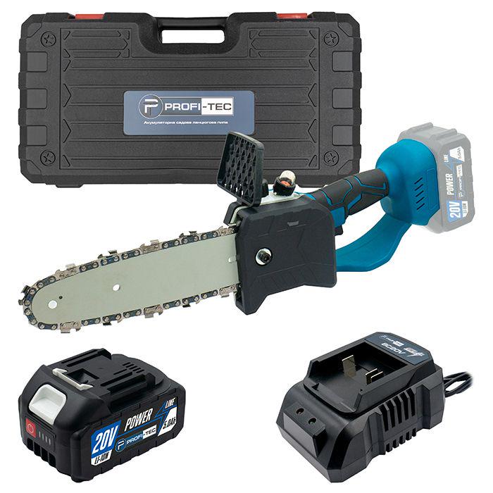 Пила цепная бесщеточная аккумуляторная PROFI-TEC 20V PCS2020BL POWERLine 1хPT2040MP 4,0 Аг (006099) - фото 2 Пила цепная бесщеточная аккумуляторная PROFI-TEC 20V PCS2020BL POWERLine 1хPT2040MP 4,0 Аг (006099) - фото 2