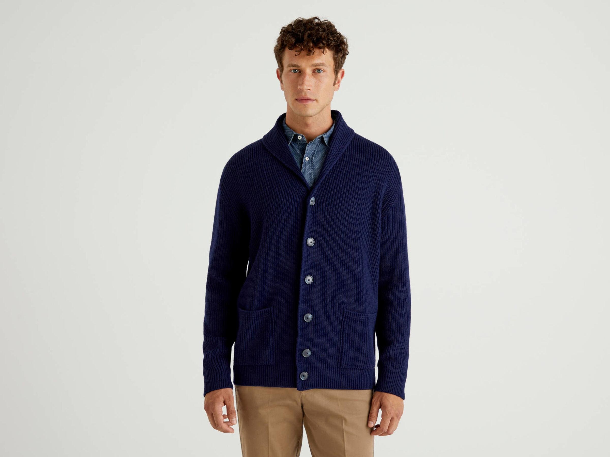 Кардиган мужской Benetton 132nu6001 XXL Синий