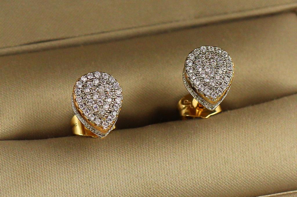 Серьги гвоздики Xuping Jewelry объемная капля с родием 1,2 см Золотистый (33540100)