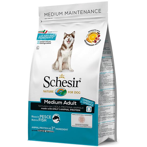 Корм сухой Schesir Dog Medium с рыбой монопротеиновый для взрослых собак средних пород 3 кг (8005852160089)