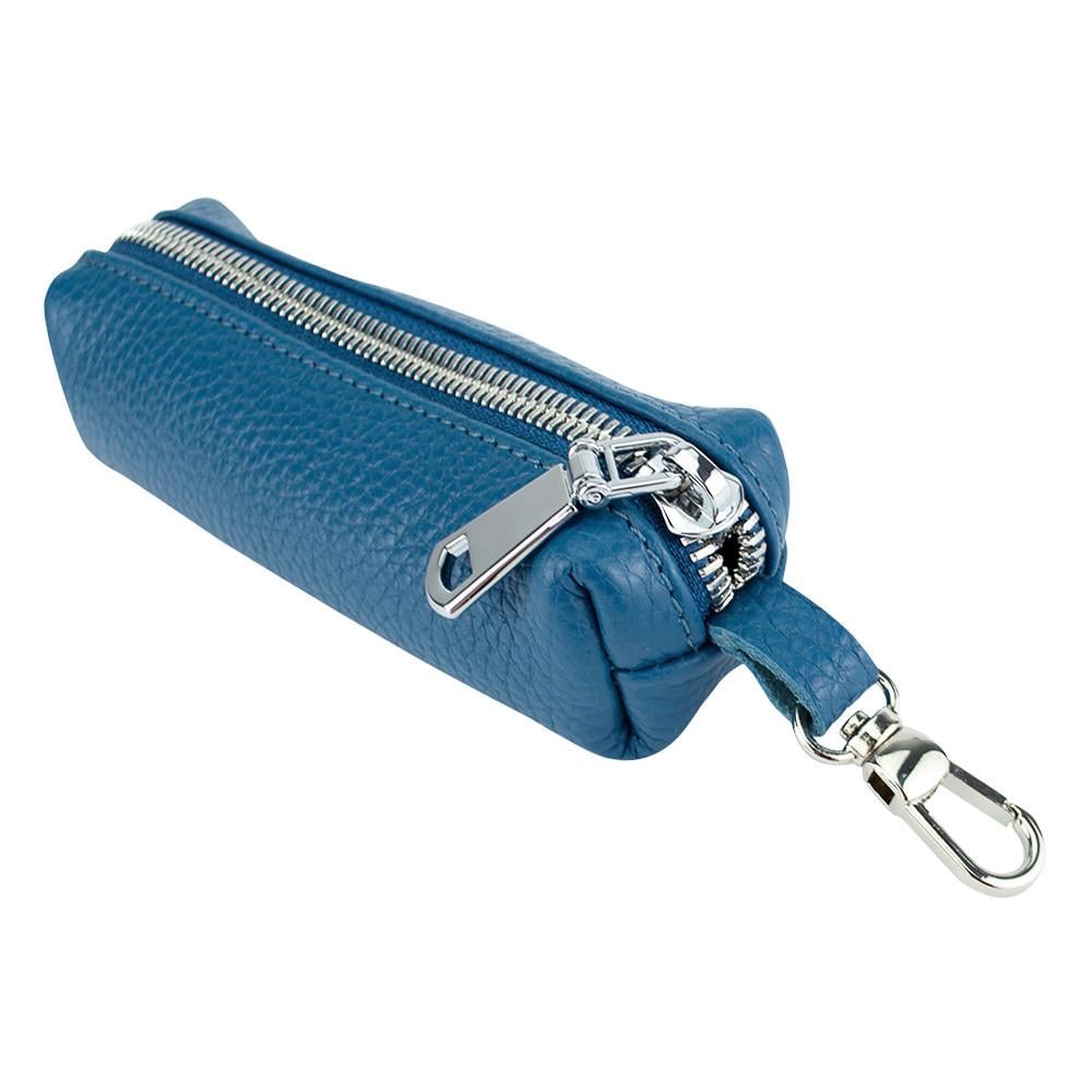 Ключница кожаная женская HC-110 на молнии Темно-голубой - фото 2