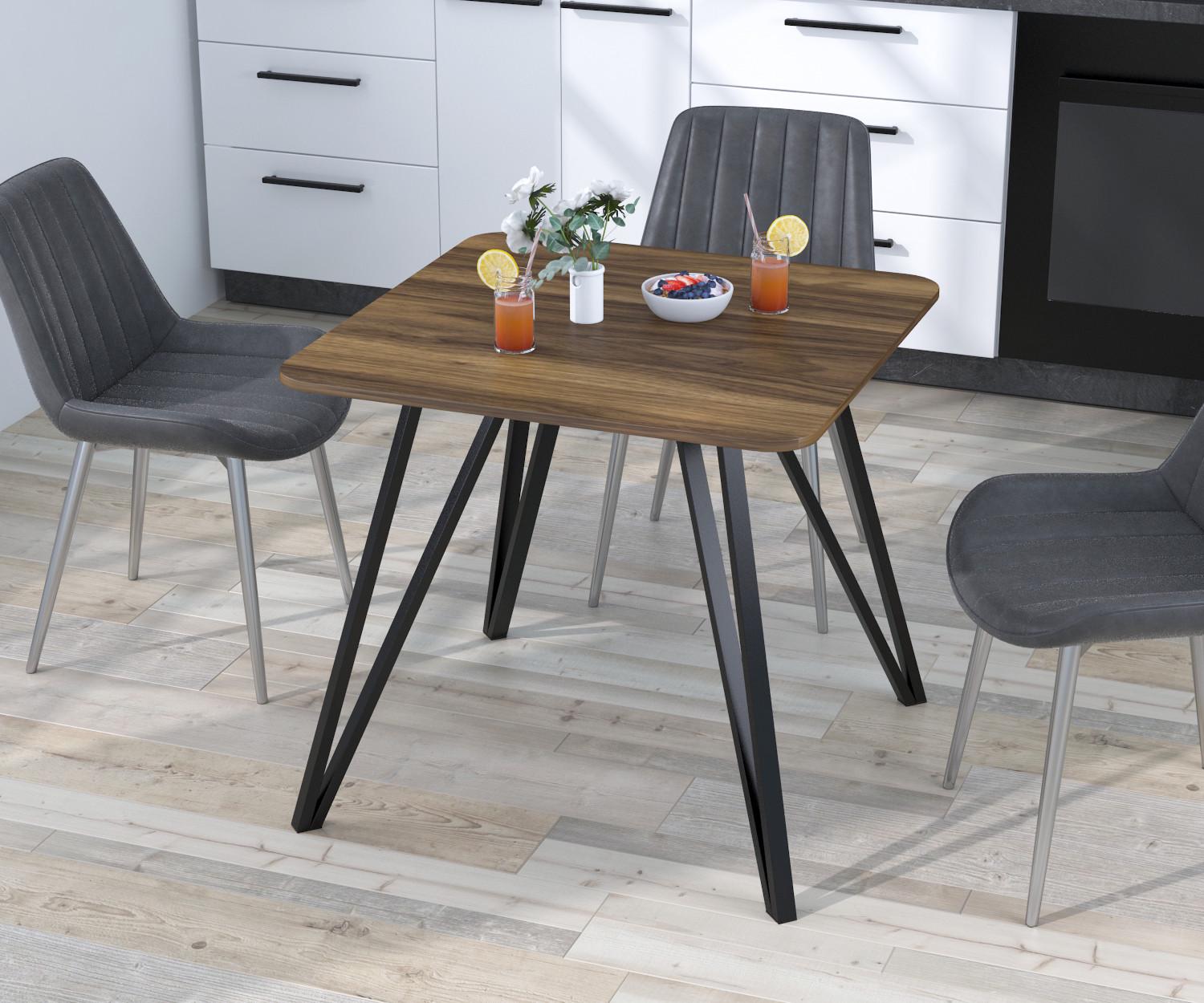 Обідній стіл Loft Design Ліма 80x80 см з закругленими кутами Горіх Модена (12517696)