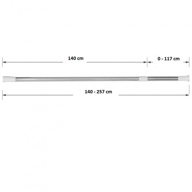Штанга телескоп для ванни Tatkraft 140х260 діаметр 2.5 см Срібло - фото 2