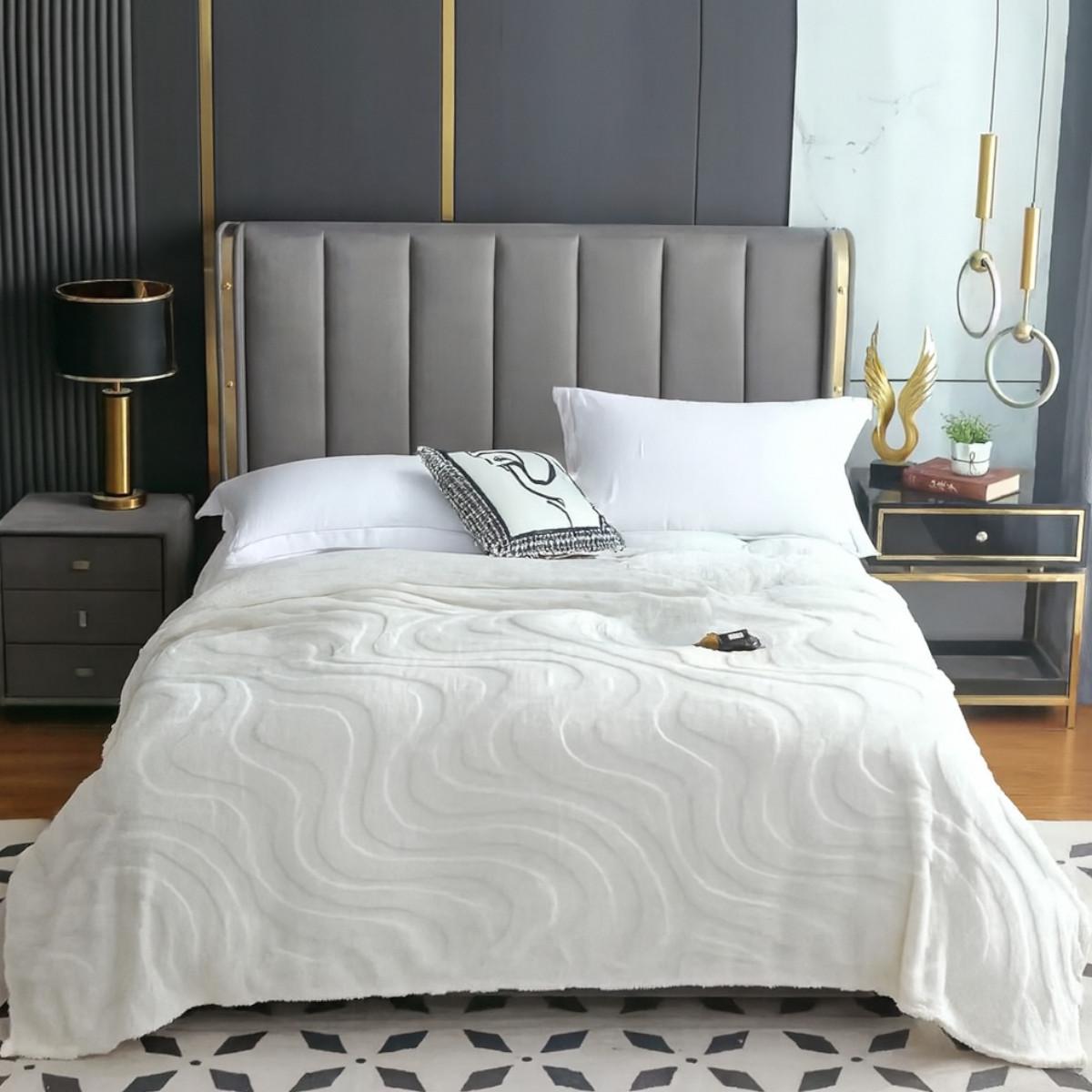 Плед пушистый Koloco Волны Евро 200х230 см Айвори (43208) Плед пушистый Koloco Волны Евро 200х230 см Айвори (43208)