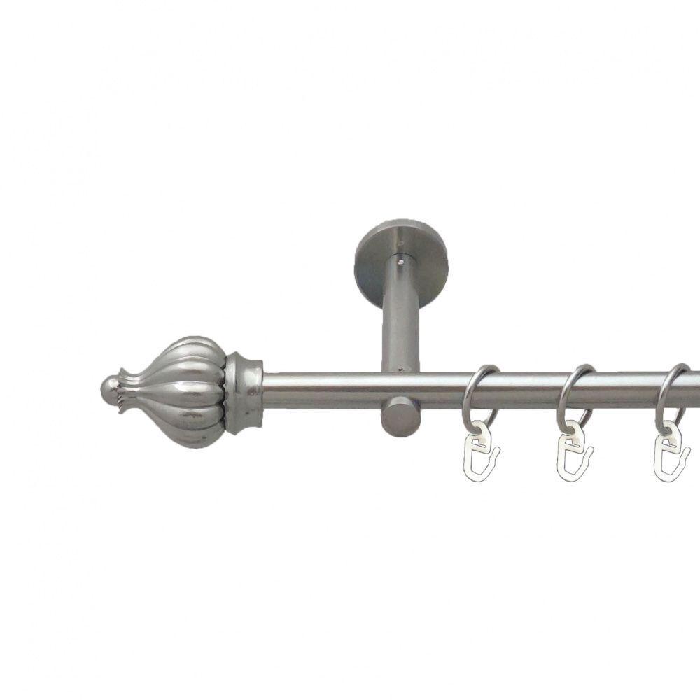 Карниз Orvit Таджа металевий однорядний циліндр 16 см гладка труба кільце металеве 16 мм 240 см Нержавіюча сталь (5503151)