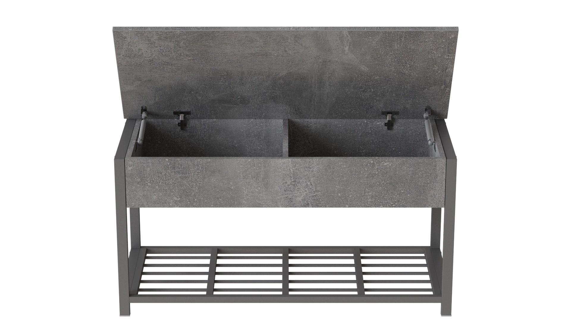 Банкетка з ящиком Ferrum-decor Дрейк 1 метал/ДСП 16 мм 550x1000x400 мм Сірий/Бетон (FRD-103065) - фото 4 Банкетка з ящиком Ferrum-decor Дрейк 1 метал/ДСП 16 мм 550x1000x400 мм Сірий/Бетон (FRD-103065) - фото 4