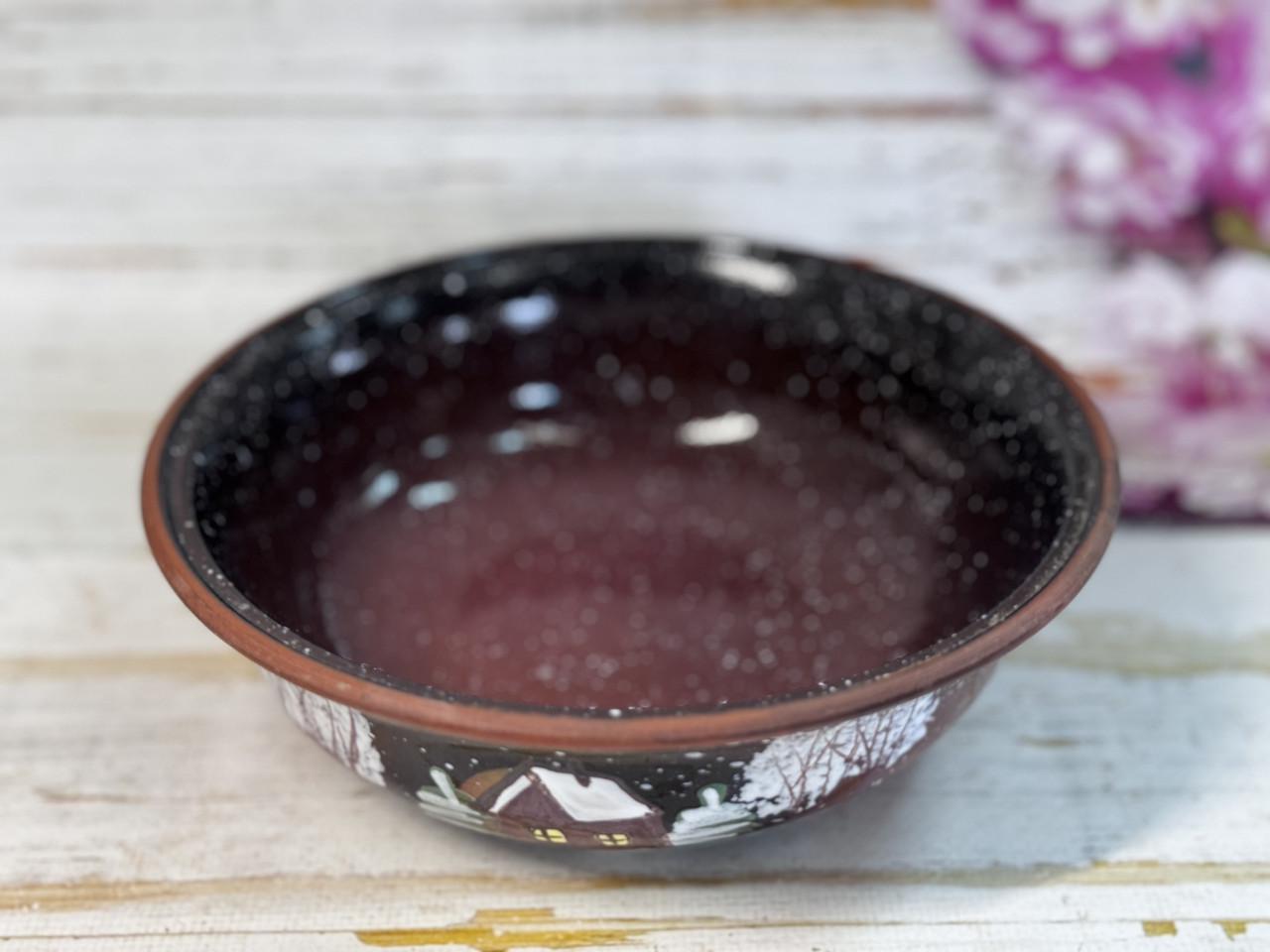 Глиняна миска Зима 500 мл з малюнком ручної роботи (1483880784) - фото 2 Глиняна миска Зима 500 мл з малюнком ручної роботи (1483880784) - фото 2