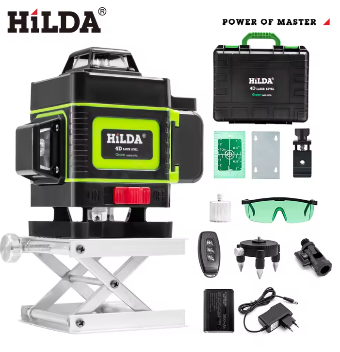 Лазерный уровень Hilda 4D в кейсе 16 линий зеленый луч - фото 2 Лазерный уровень Hilda 4D в кейсе 16 линий зеленый луч - фото 2
