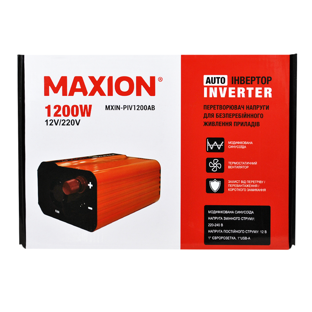 Инвертор Maxion MXIN-PIV-1200A/B модифицированная синусоида 1200 Вт (12426867) - фото 5