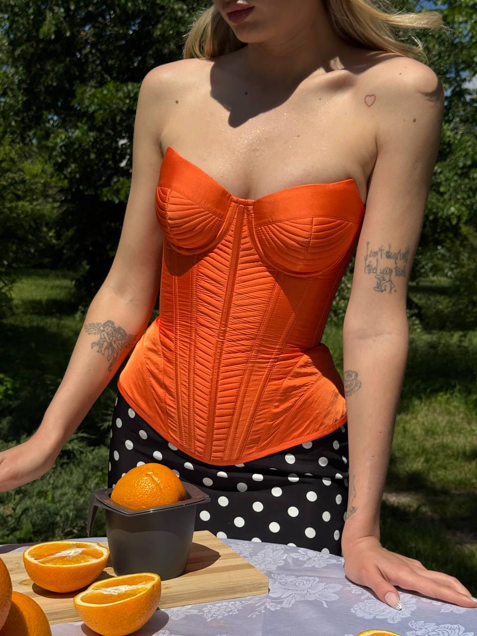 Корсет Lilu Madonna атласный 85C L Оранжевый (002/6)