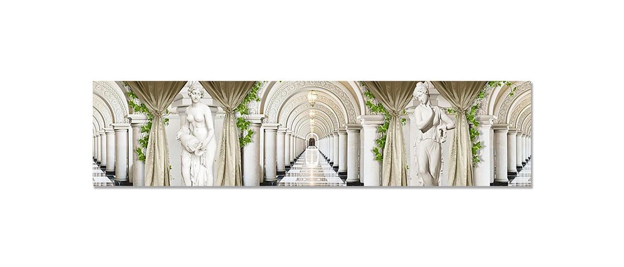 Кухонный фартук Античные статуи/Колонны из самоклеющейся виниловой пленки 60х250 см Серый