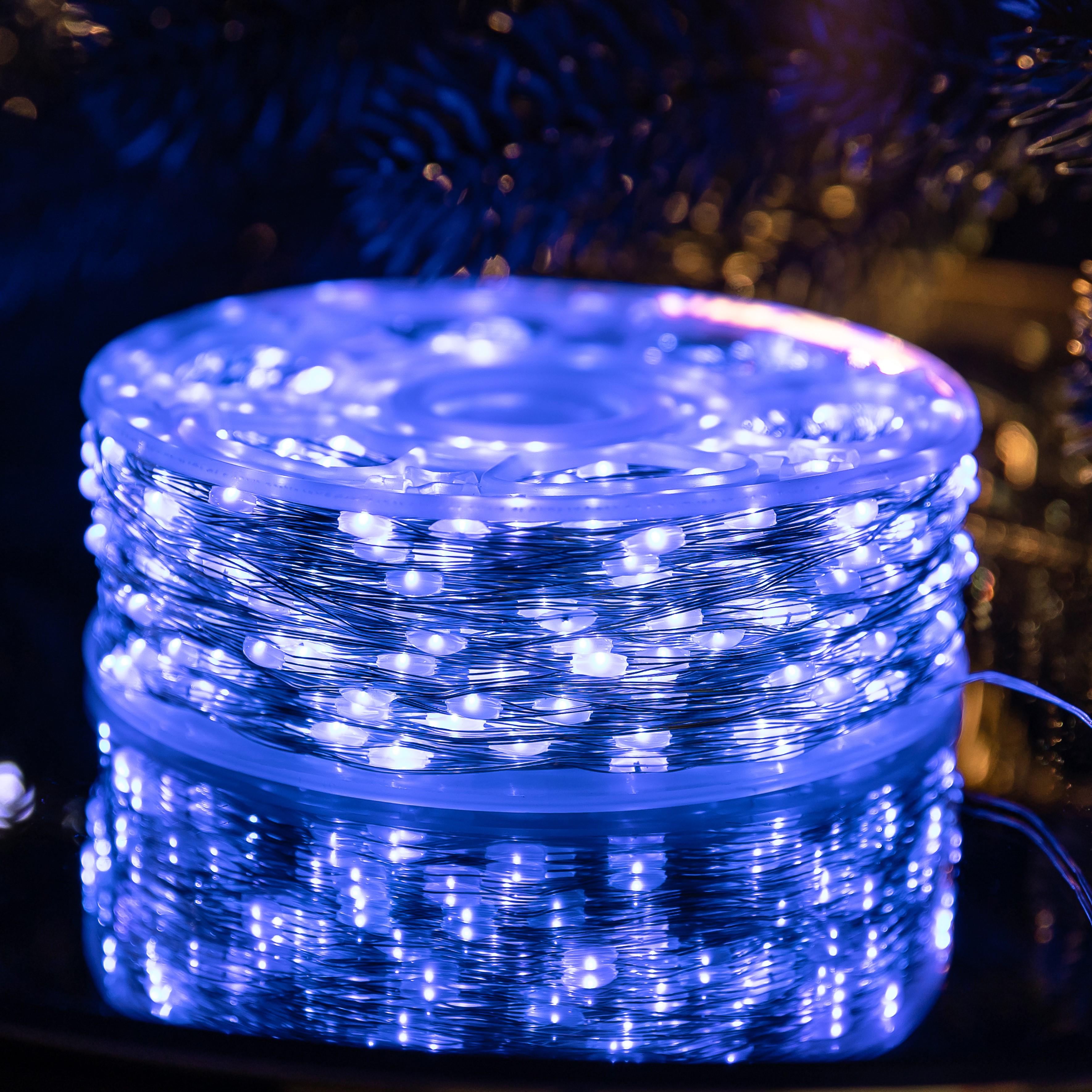 Гирлянда Роса нить 1000 LED от сети 100 м Синий (1000L100MWBL)