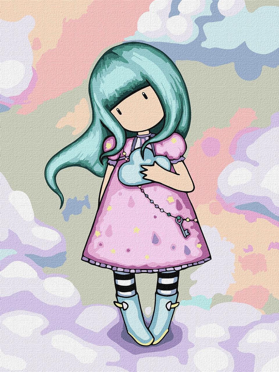 Картина за номерами Ideyka дівчинка та небо абстракція 30х40 см