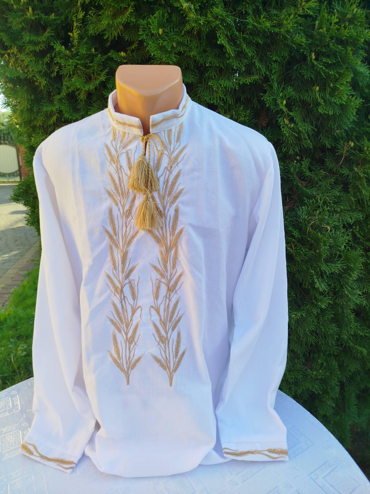 Вишиванки для пари Колосок на натуральному домотканому полотні р. 52 Білий (2742613409) - фото 3 Вишиванки для пари Колосок на натуральному домотканому полотні р. 52 Білий (2742613409) - фото 3