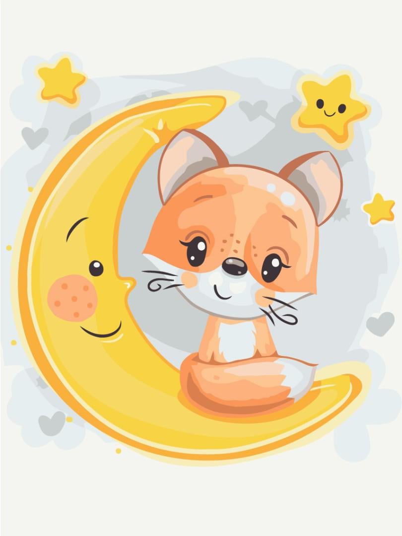 Картина по номерам Brushme Лисичка на луне 30x40 см (KBS0108)