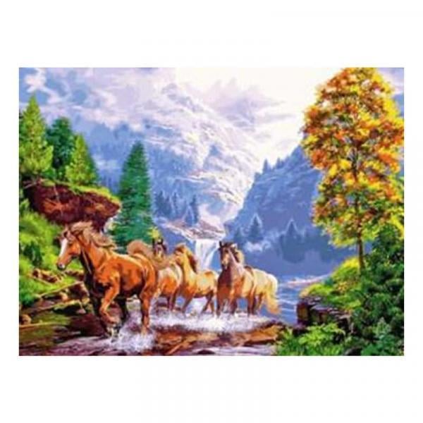 Алмазная мозаика TK Group Табун лошадей 40х30 см с рамкой в коробке (GB74443-mt)