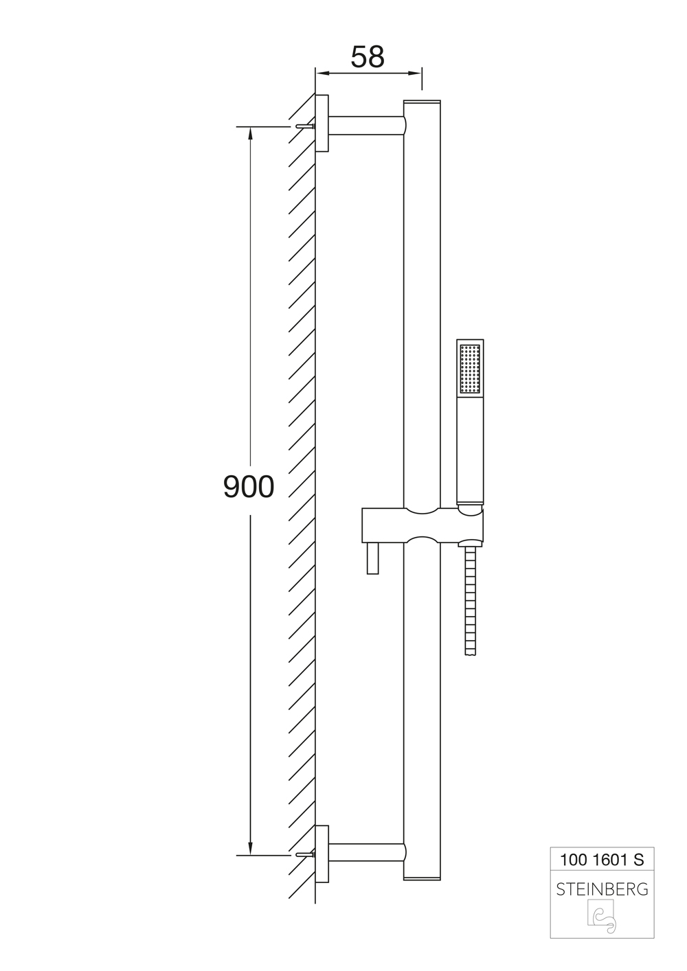 Душовий комплект із штангою Steinberg Serie 100 100 1601 S Чорний (90064) - фото 2