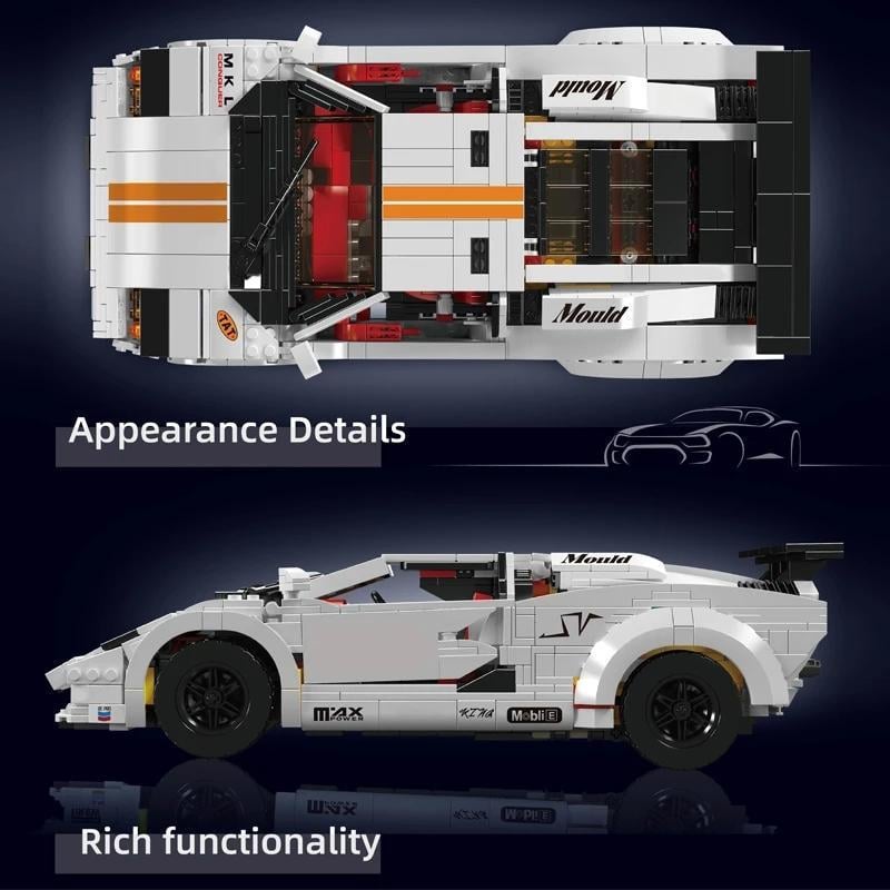 Конструктор детский Mould King TECHNIC Lamborghini Countach Машина на радиоуправлении для мальчика 1384 дет. (22773725) - фото 6