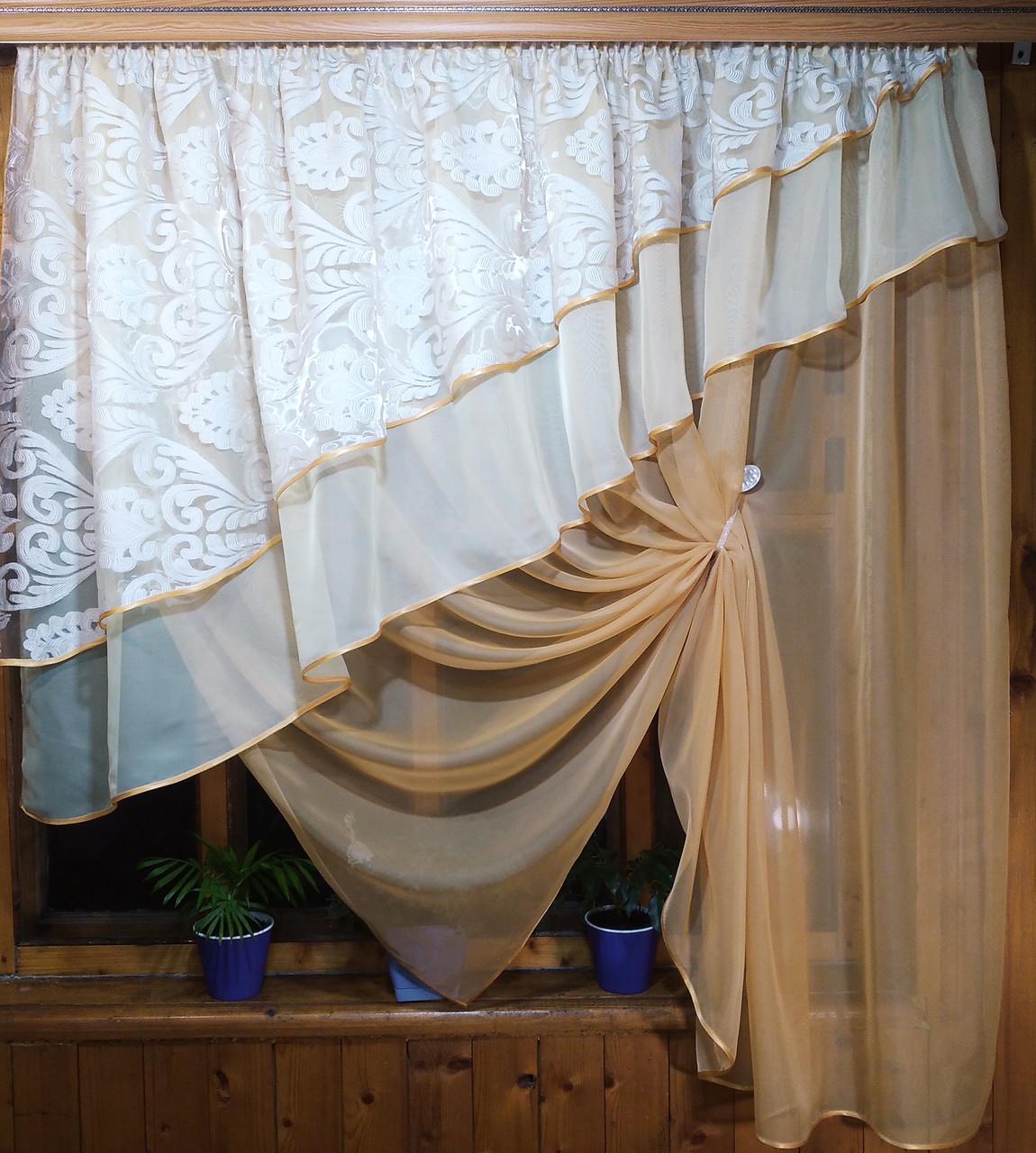 Фіранка кухонна Алія ельзас Пісочний - фото 3