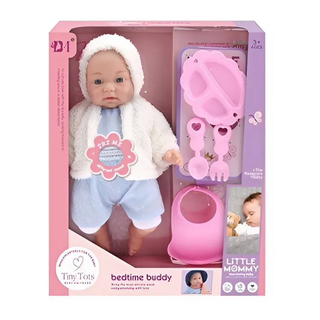 Пупс Little Mommy музыкальный чип мягкотелый нагрудник посуда 35 см (137187)