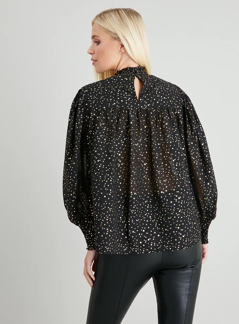 Блузка TU в золоту крапку напівпрозора L Чорний - фото 4