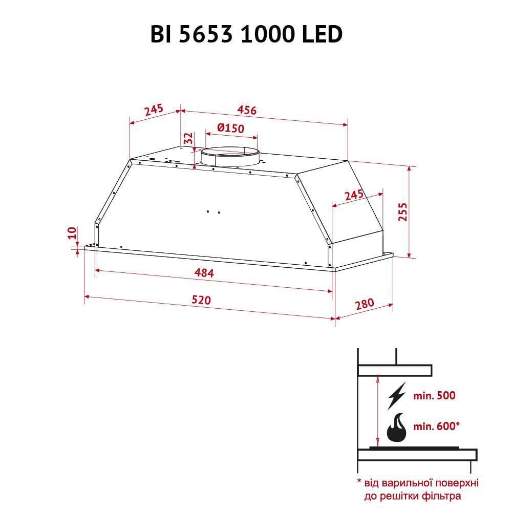Вытяжка PERFELLI BI 5653 BL 1000 LED - фото 11