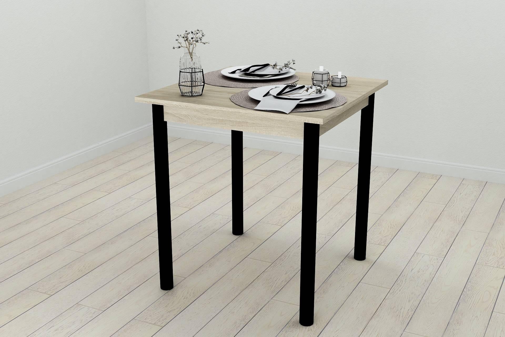 Стол кухонный Ferrum-decor Агата ДСП 16 мм 75x70x70 см Черный/Сонома (FRD-106246)