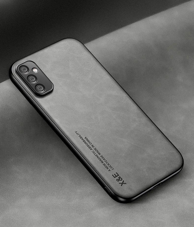 Кожаный чехол XnE Samsung Galaxy A05s A057 с металлической вставкой Grey (35024-33)