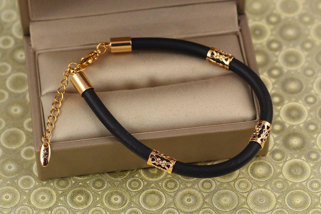Браслет Xuping Jewelry каучук с ажурными вставками 16,5 см удлинитель цепь 4 см 4 мм Золотистый (26500726)