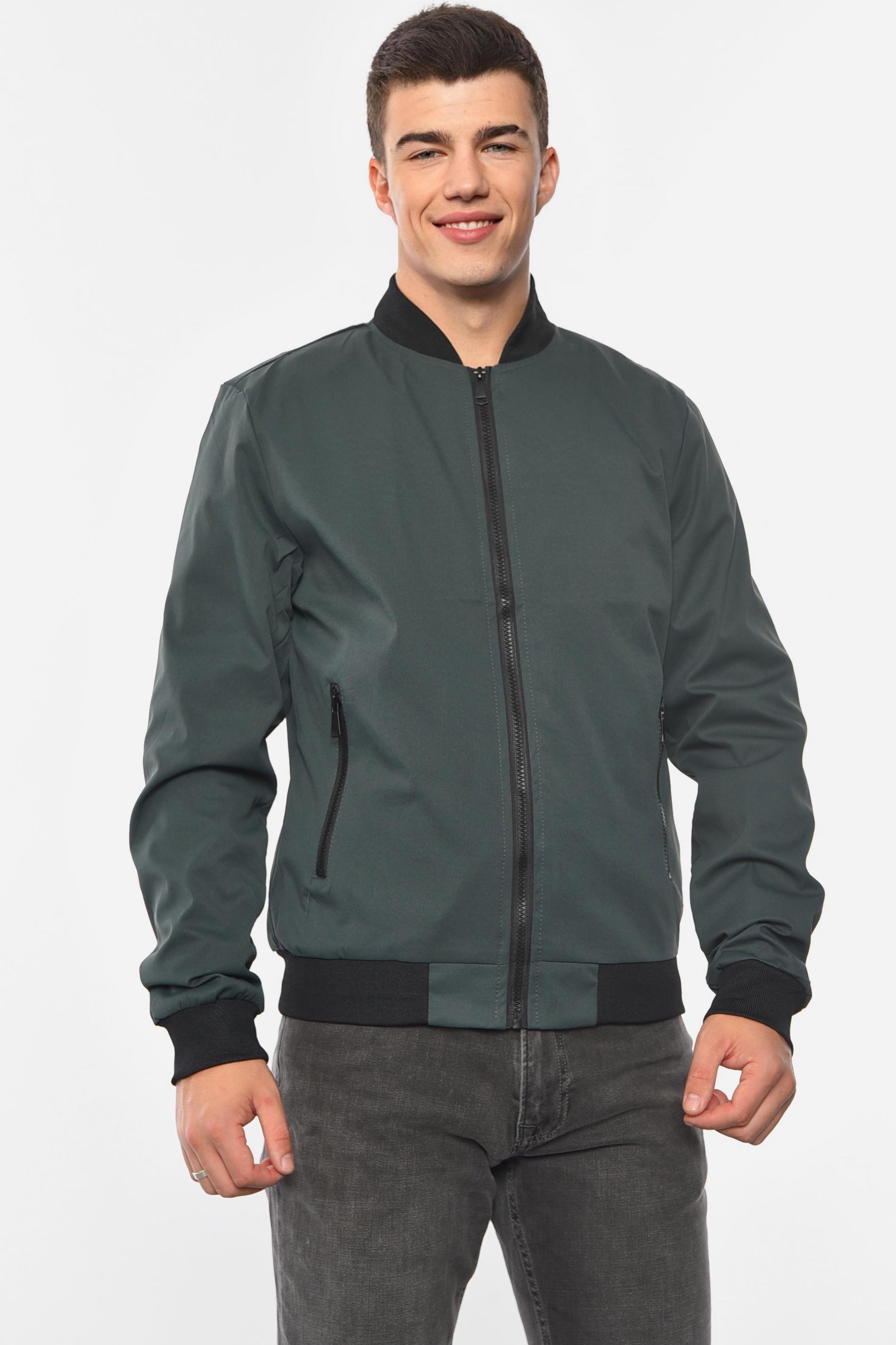 Бомбер мужской однотонный 2XL Темно-зеленый (190558) - фото 1 Бомбер мужской однотонный 2XL Темно-зеленый (190558) - фото 1