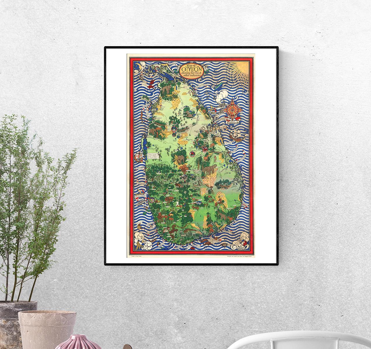 Постер Карта Цейлона с указанием ее чайной и других отраслей формат А-4 (OLD_MAP_Poster)_26_Poster)