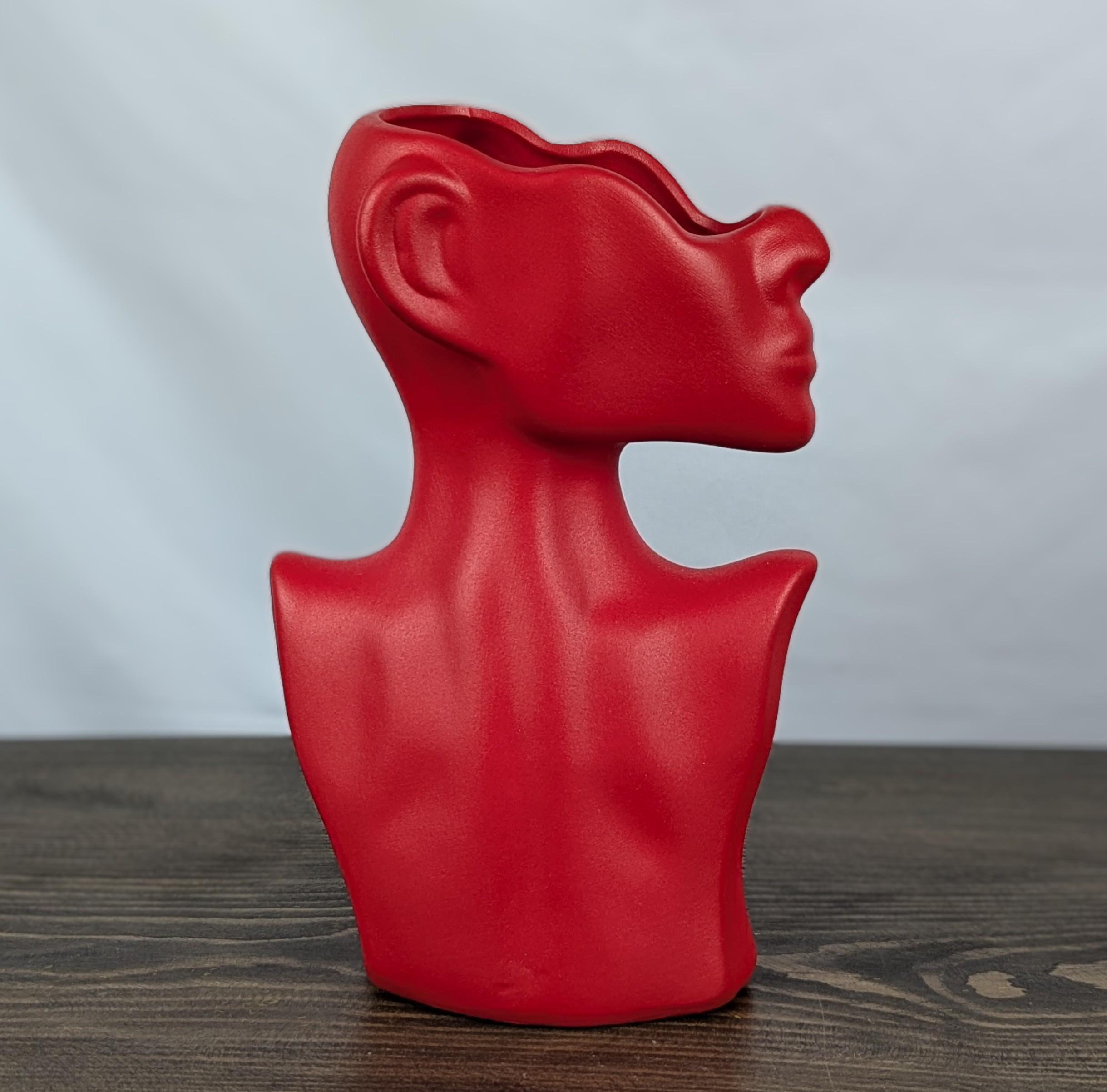 Ваза Nana ceramics Мадам 25 см муар Красный