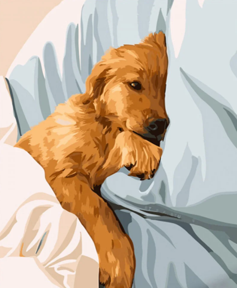 Картина по номерам Strateg Песик в постели 40x50 см (GS763)