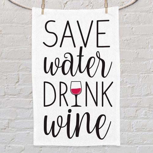Полотенце с принтом Save water drink wine 80x50 см (PLM_21M013)