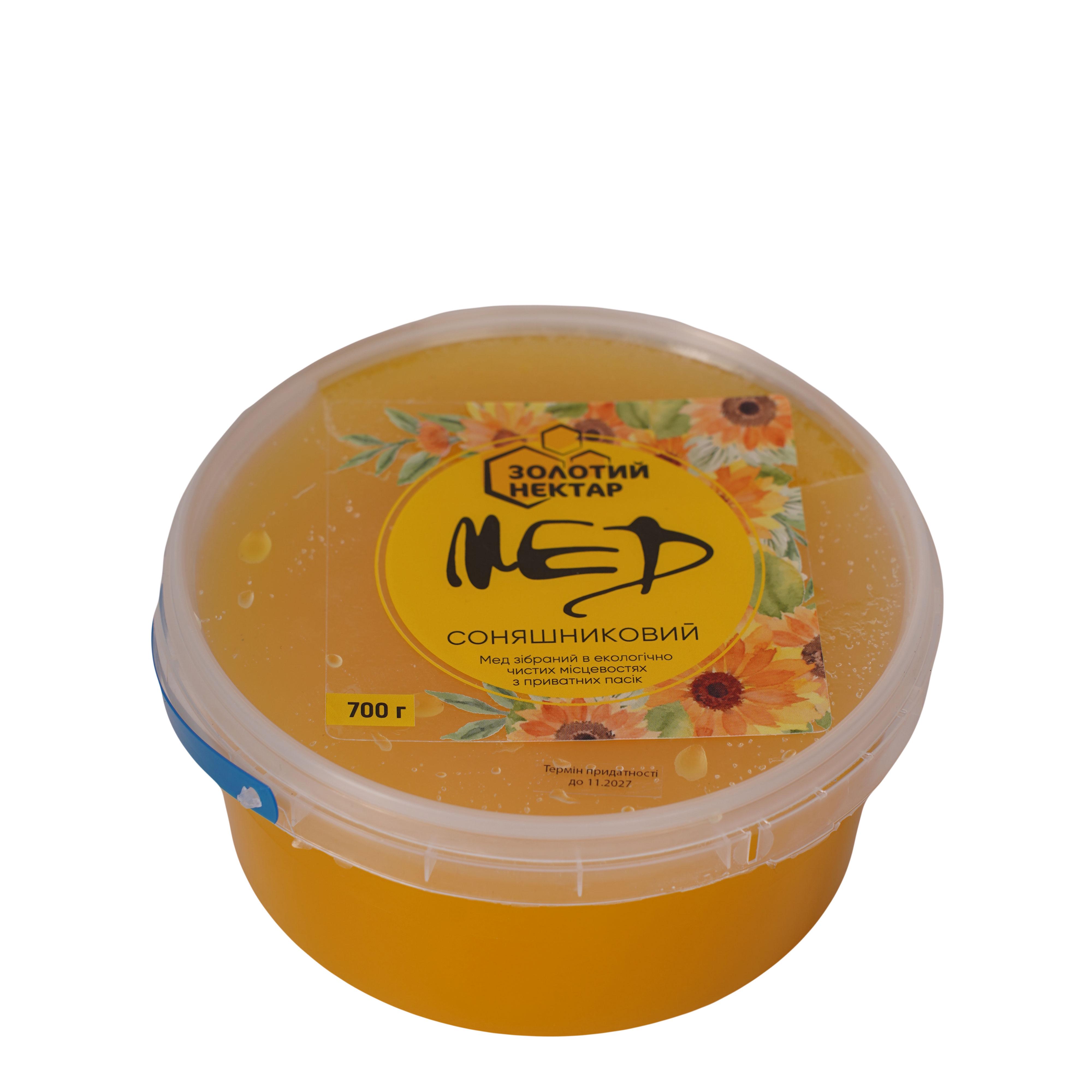 Мед подсолнечниковый натуральный пчелиный Золотой Нектар в ведре 700 г 0,5 л Мед подсолнечниковый натуральный пчелиный Золотой Нектар в ведре 700 г 0,5 л