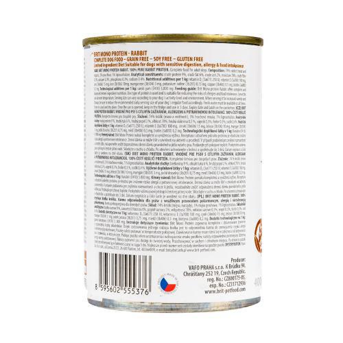 Корм влажный Brit Mono Protein Rabbit для собак с кроликом 400 г - фото 3 Корм влажный Brit Mono Protein Rabbit для собак с кроликом 400 г - фото 3
