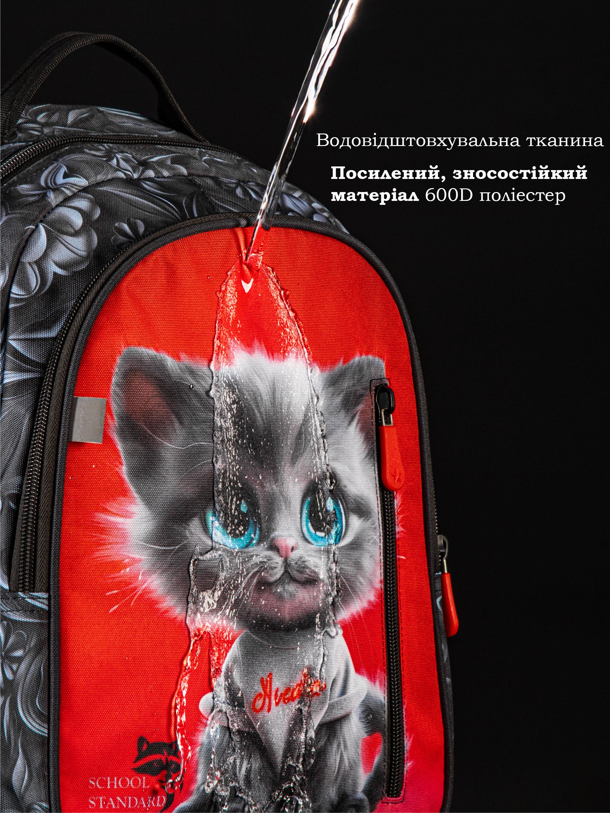 Шкільний рюкзак для дівчинки School Standard Котик для початкової школи 38х28х16 см (160-11) - фото 9