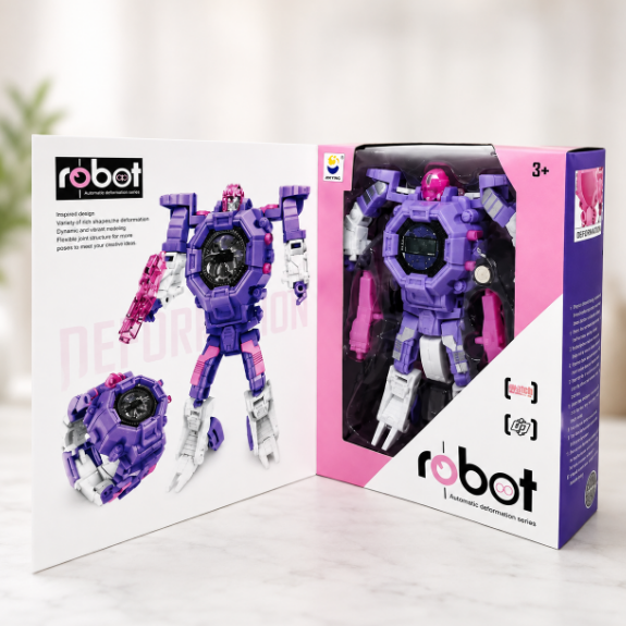 Годинник-трансформер електронний Robot Watch 2в1 Фіолетовий (33841) Годинник-трансформер електронний Robot Watch 2в1 Фіолетовий (33841)