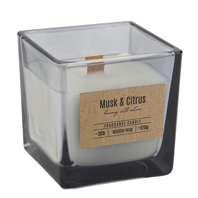 Свеча ароматическая с деревянным фитилем Flora Bispol Musk & Citrus (27596)