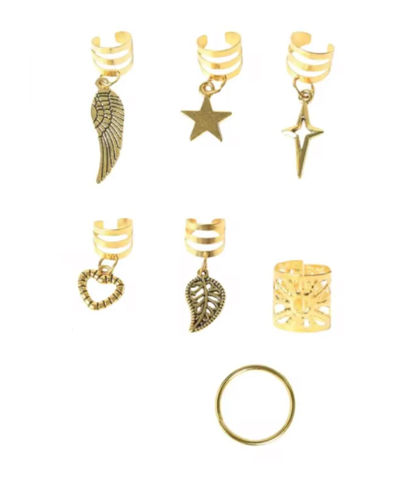 Набор золотистых украшений для кос и дредов кольца и бусины для волос 45 шт.