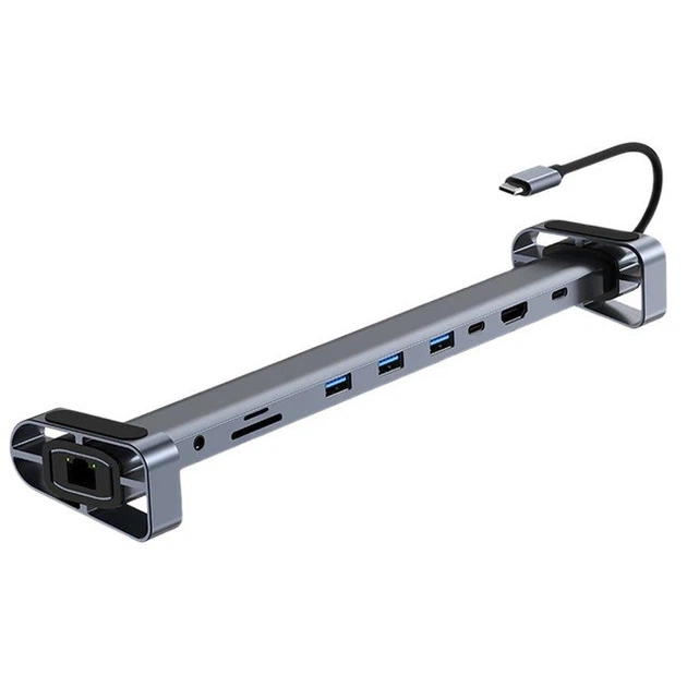 Подставка-хаб док станция для ноутбука 10в1 HDMI/USB3.0/RJ45/PD/AV/SD/TF/3,5 мм USB-хаб