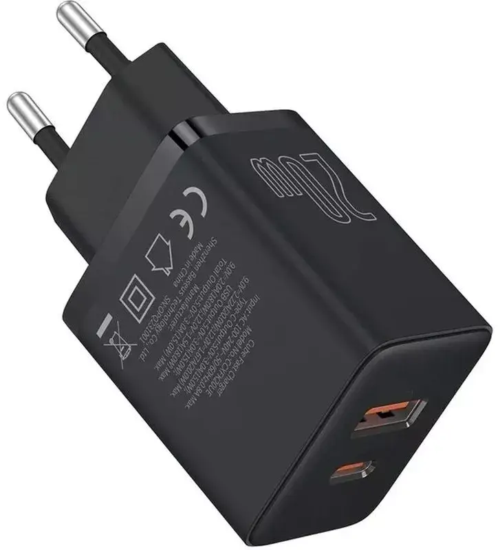 Зарядное устройство сетевое BASEUS Cube Fast Charger USB/Type-C P10111403113-00 20W Black - фото 2