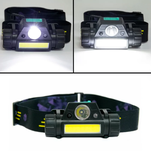 Фонарь налобный 1898 на аккумуляторе с датчиком движения (1319) - фото 3