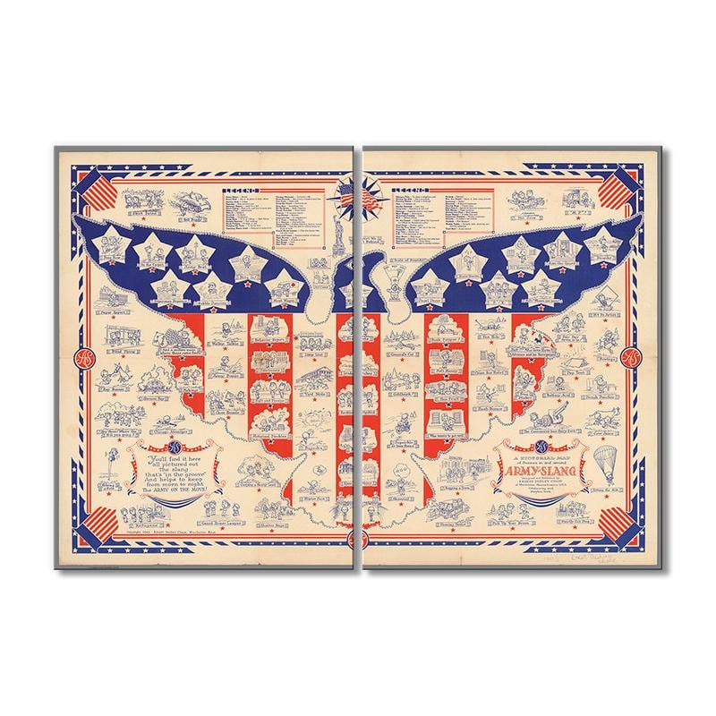 Винтажная карта Карта США туристическая карта Легендарный мир 2 модуля 90x135 см