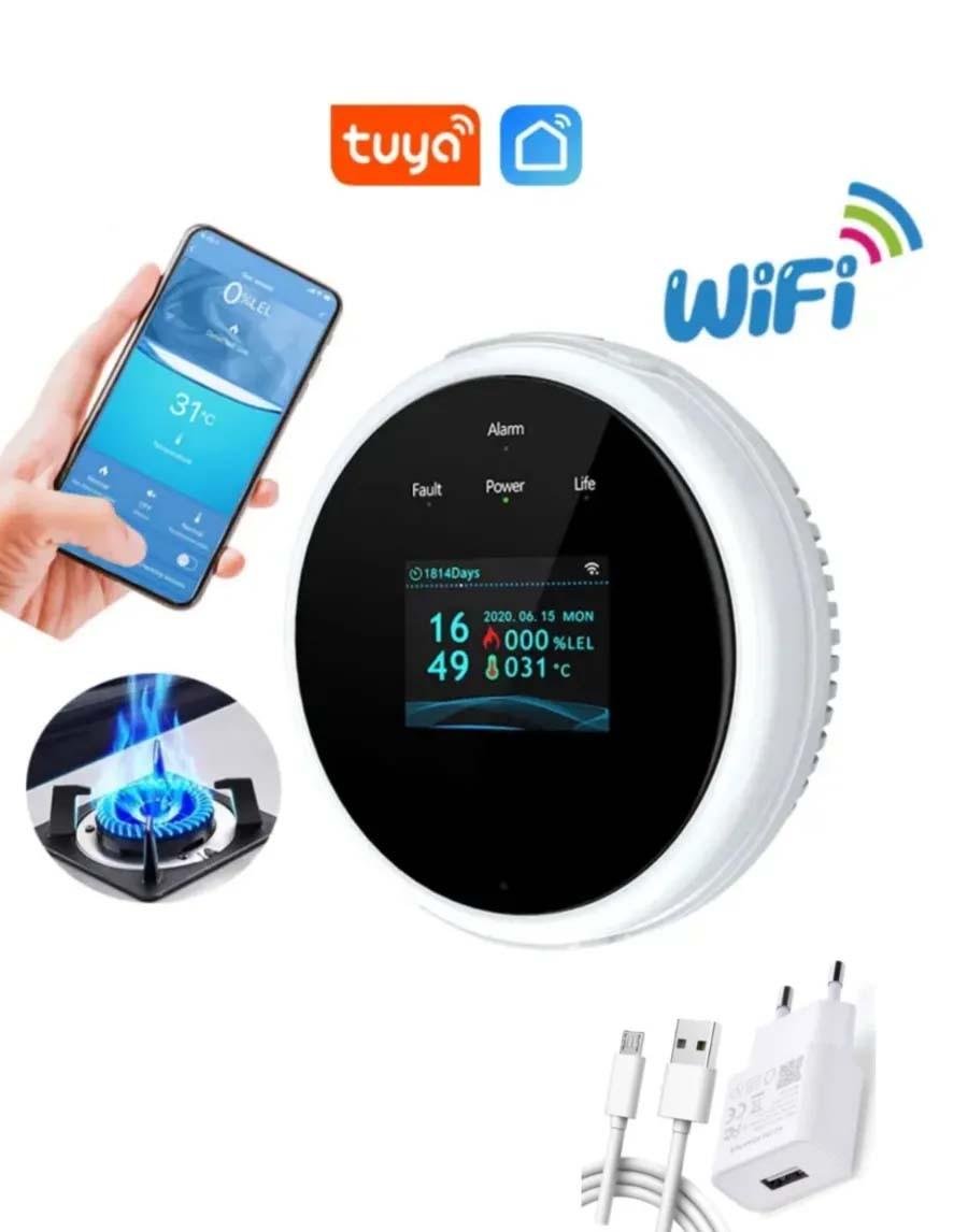 Умный детектор утечки газа Tuya GS21 Wi-Fi и пожарная сигнализация с LCD-дисплеем/оповещениями на смартфон (id_101051) - фото 2