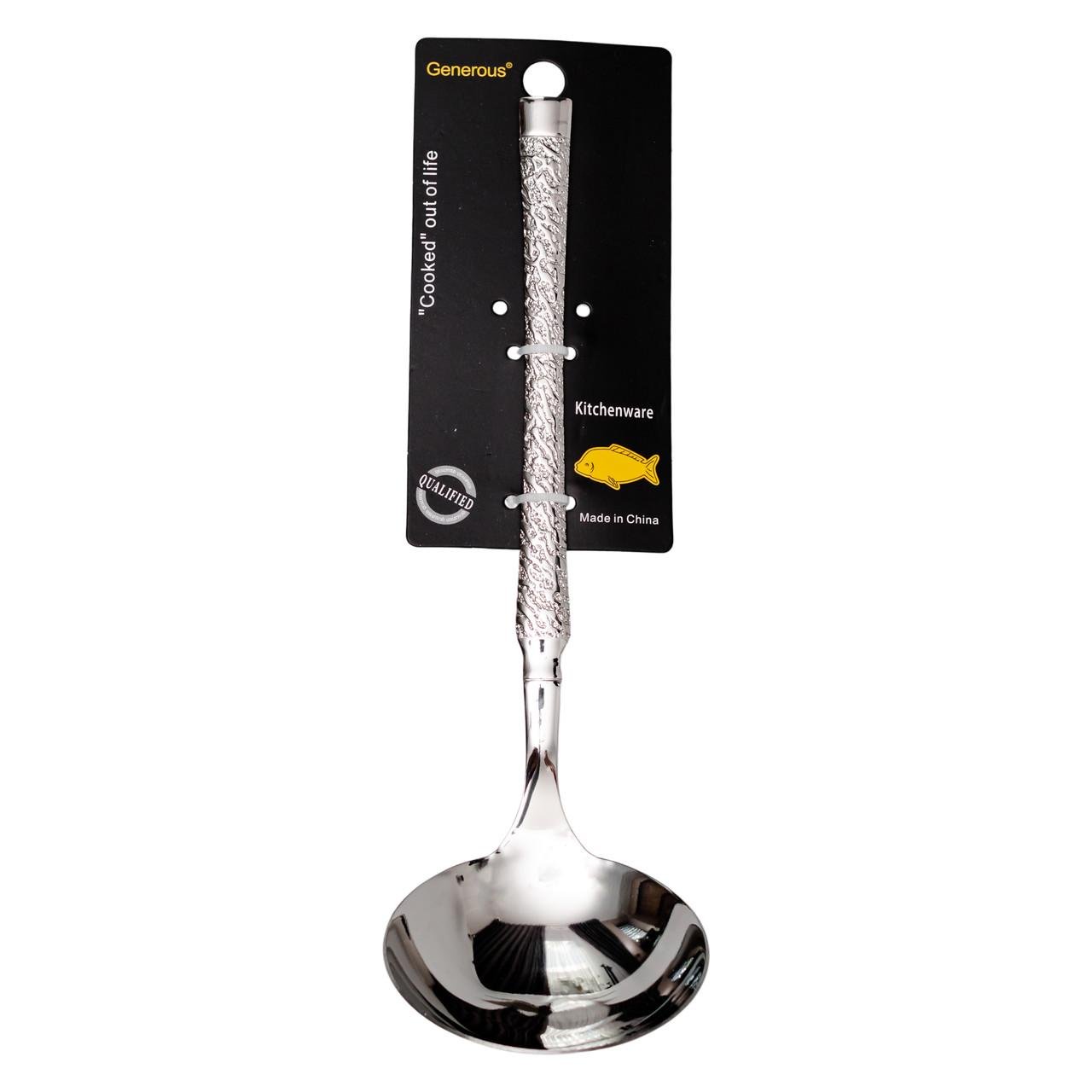 Половник сервировочный из нержавейки с ручкой для супа/бульона 24 см (HP-8-49) - фото 5