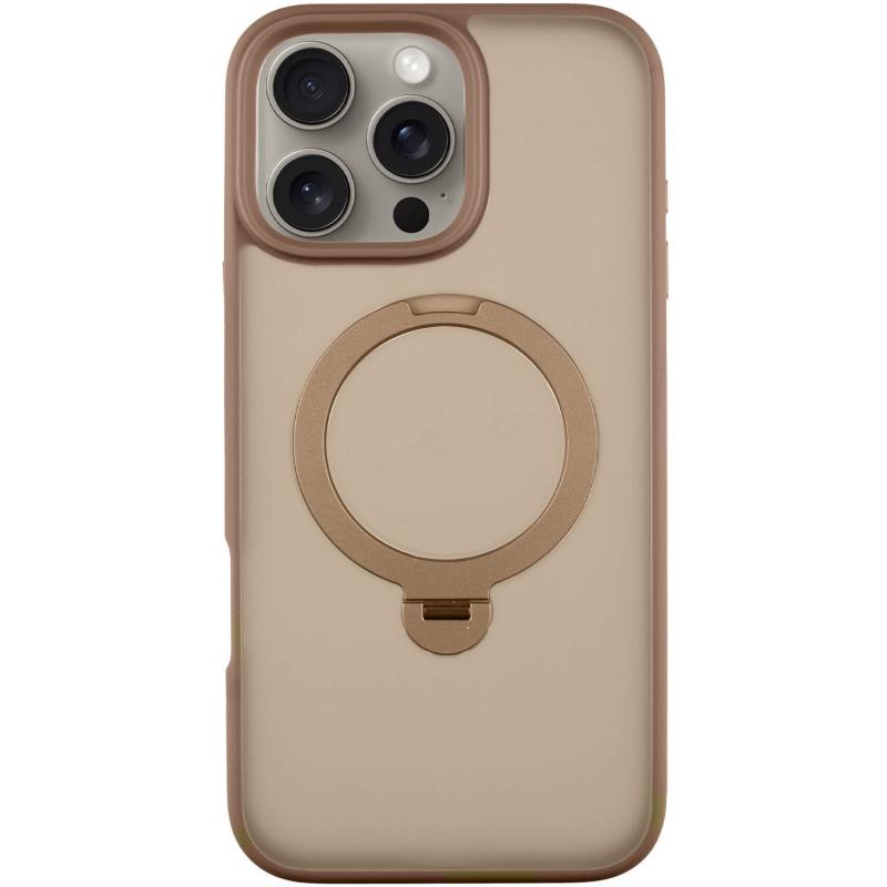 Противоударный TPU+PC чехол Metal Buttons with MagSafe Colorful HQ Ring для Apple iPhone 16 Pro Max (6.9") Rose Gold