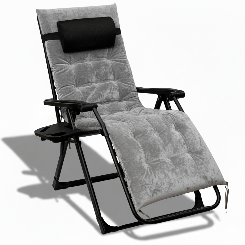 Кресло шезлонг раскладное LEOBRO Zero Gravity Premium Plus Velvet с регулировкой спинки 178х64х110 см Серый Кресло шезлонг раскладное LEOBRO Zero Gravity Premium Plus Velvet с регулировкой спинки 178х64х110 см Серый