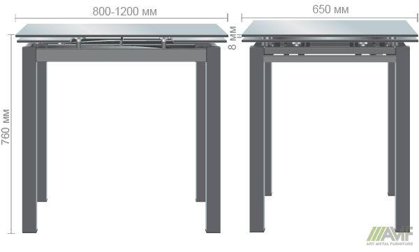 Стіл кухонний Карлос AMF розкладна сталь/загартоване скло 760х800 400х650 мм Чорний/Антрацит - фото 9 Стіл кухонний Карлос AMF розкладна сталь/загартоване скло 760х800 400х650 мм Чорний/Антрацит - фото 9